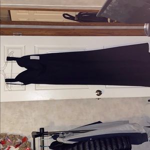 Off the shoulder black bridesmaid dress